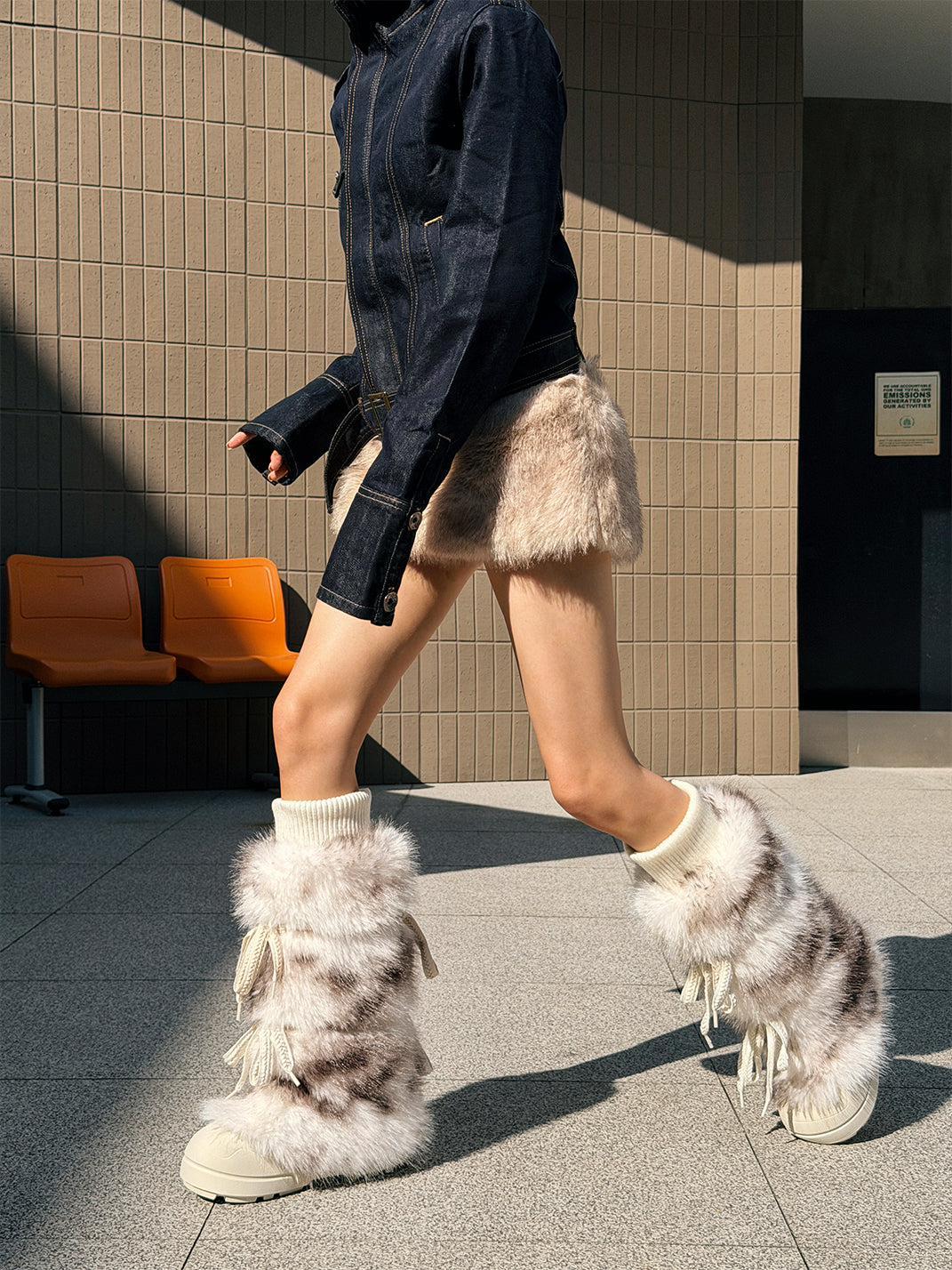 Black Plush-Lined Tall Platform Boots - Skipkicks