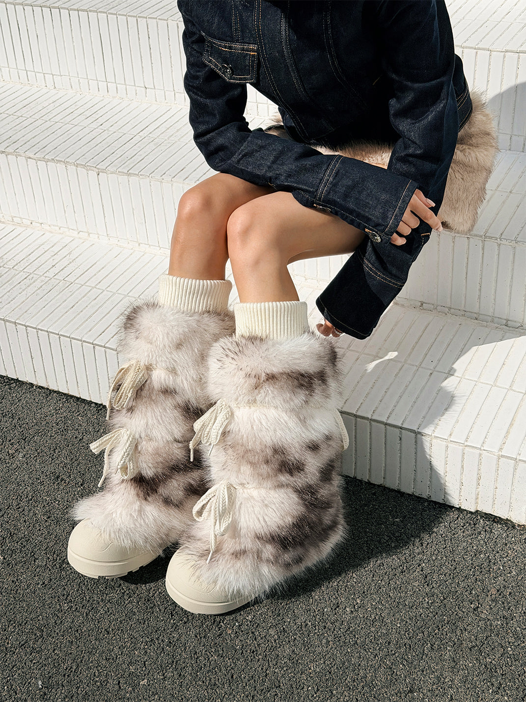 Black Plush-Lined Tall Platform Boots - Skipkicks