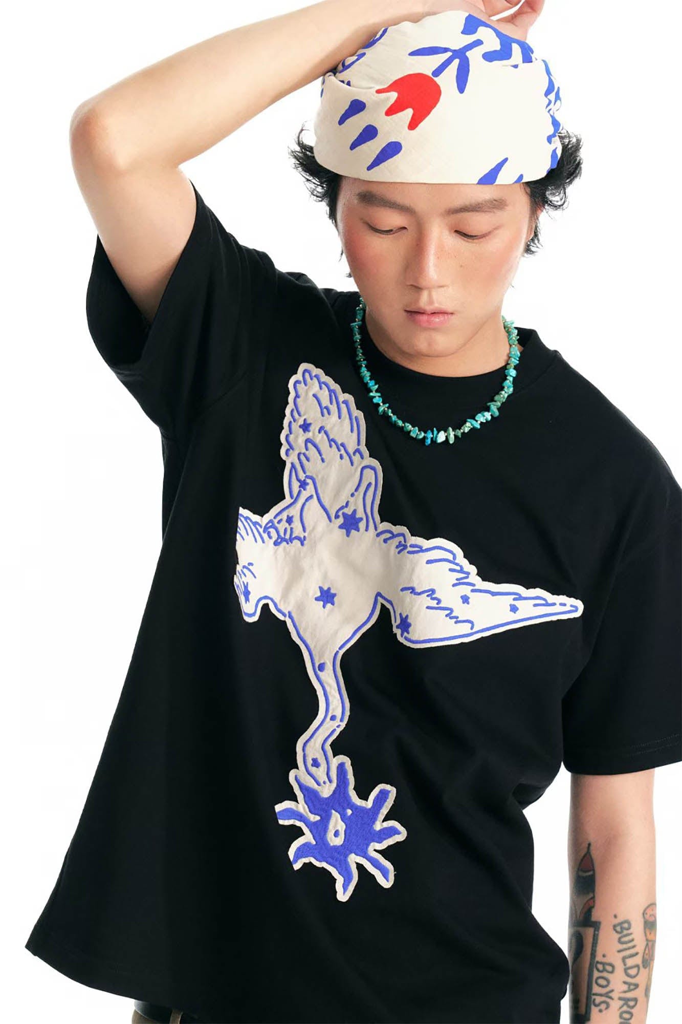 Crane Blossom Patch Cotton Tee