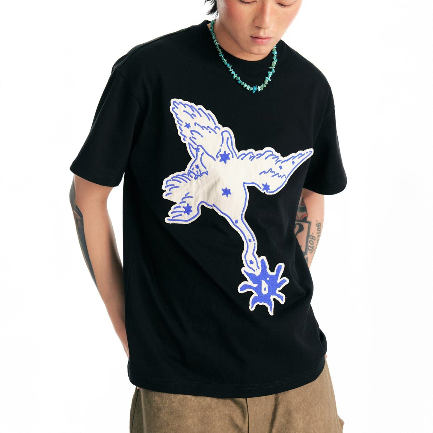 Crane Blossom Patch Cotton Tee