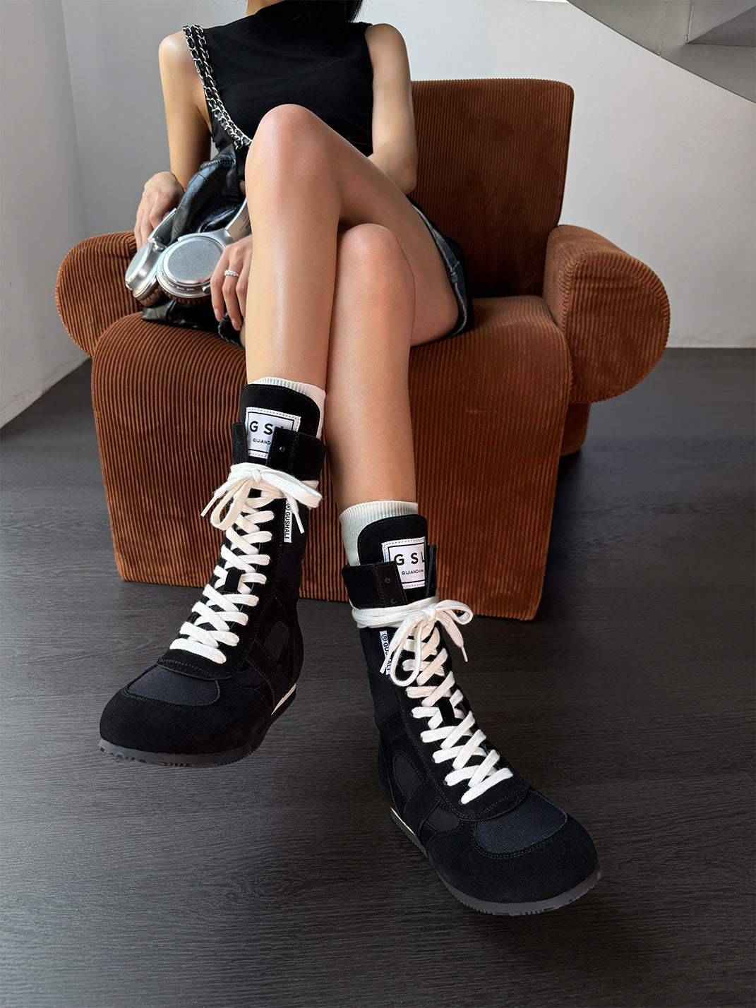 Black Knockout Hybrid Boxing Trainer Boots - Skipkicks