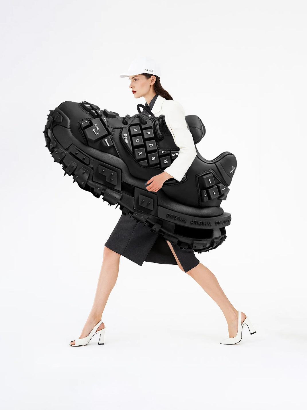 Black Chunky Keyboard Dad Sneakers - Skipkicks