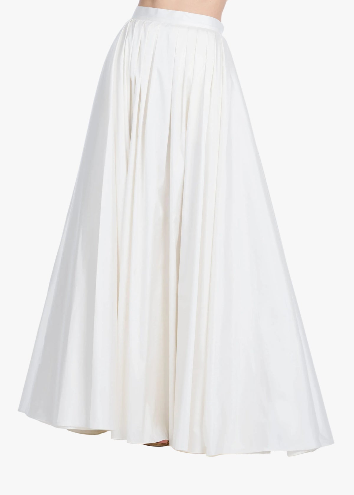 Pleated Soft Taffeta Ballgown Skirt Ivory