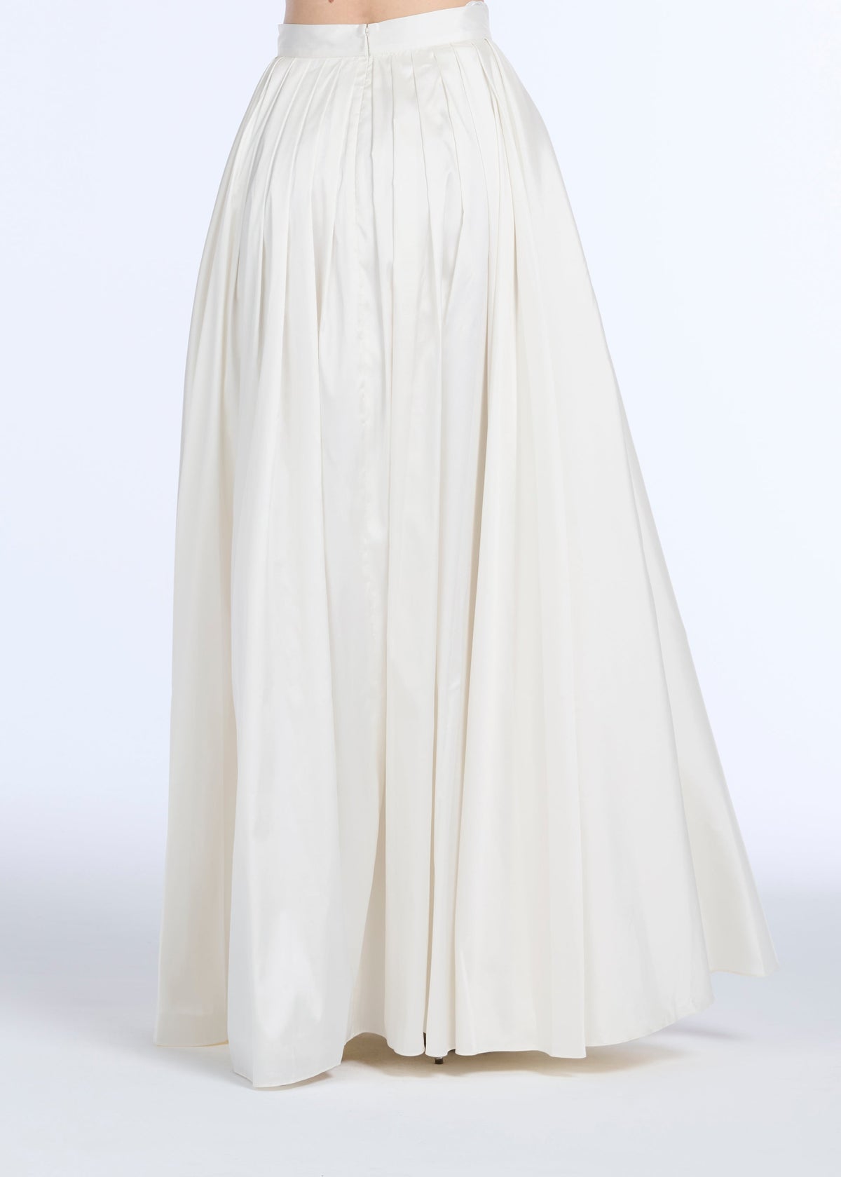 Pleated Soft Taffeta Ballgown Skirt Ivory