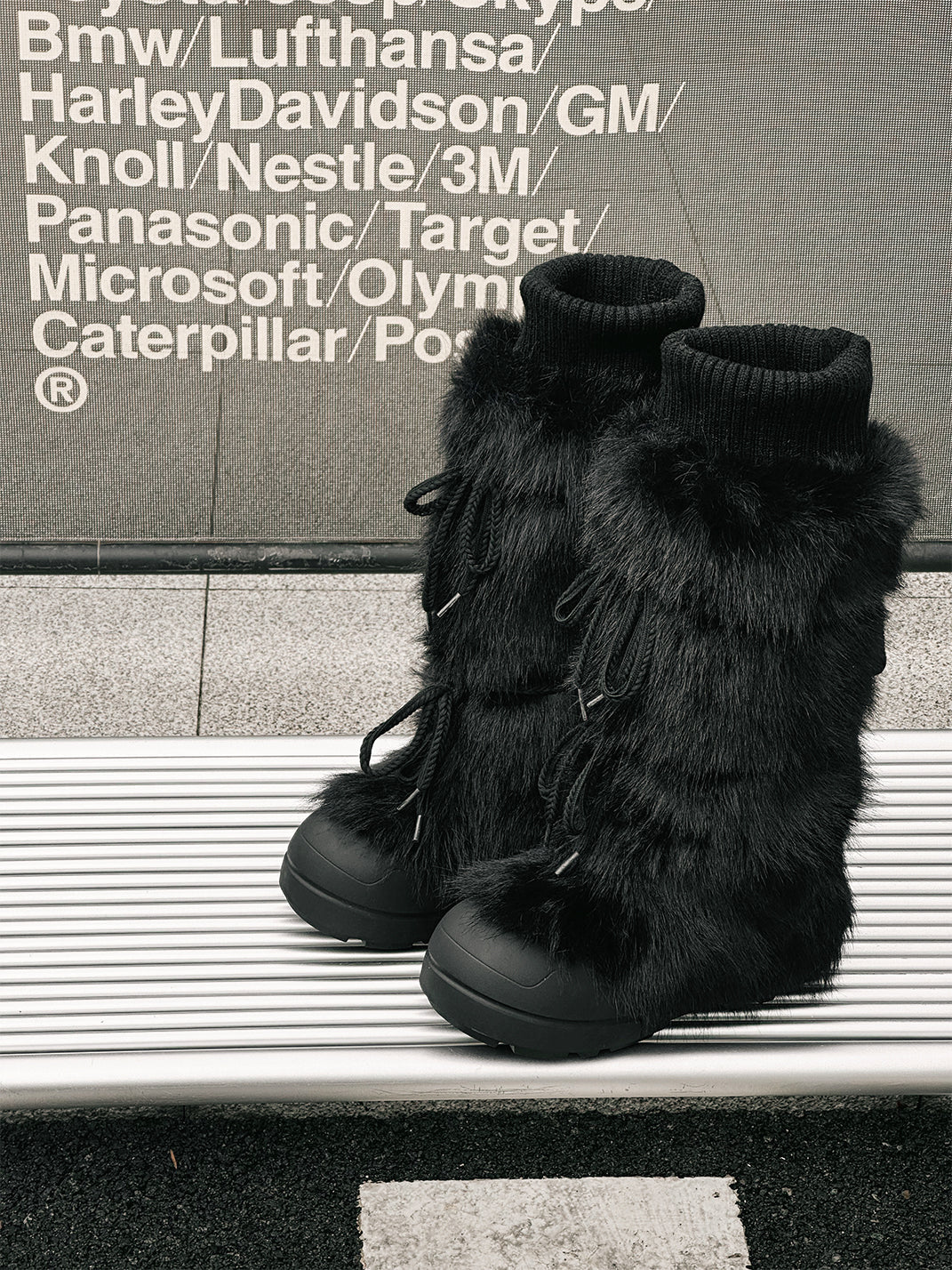 Black Plush-Lined Tall Platform Boots - Skipkicks