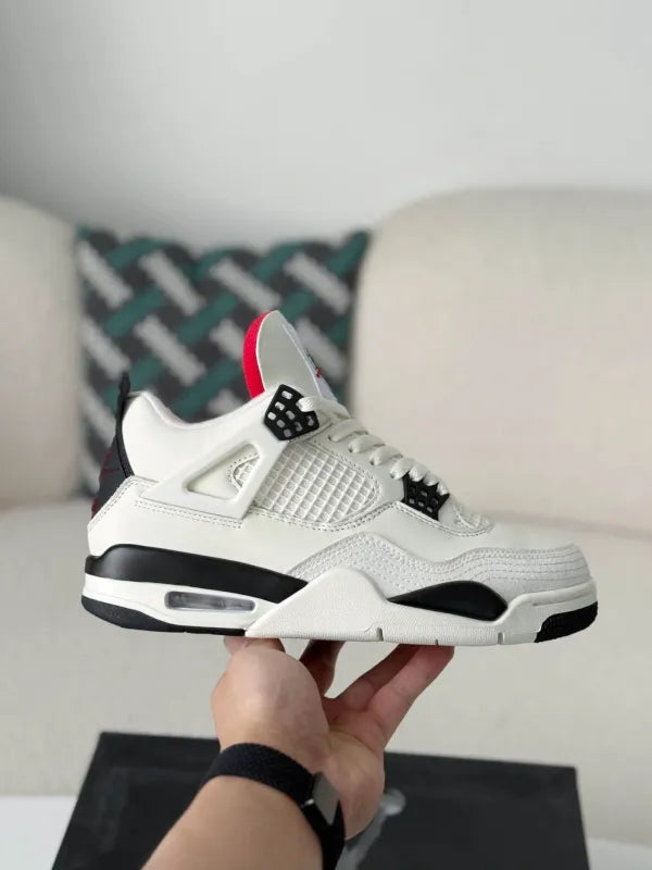 Air Jordan 4 Retro Sneakers – Flight Club Edition in White, Black & Red