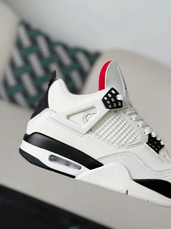 Air Jordan 4 Retro Sneakers – Flight Club Edition in White, Black & Red