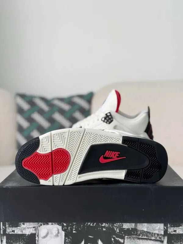 Air Jordan 4 Retro Sneakers – Flight Club Edition in White, Black & Red
