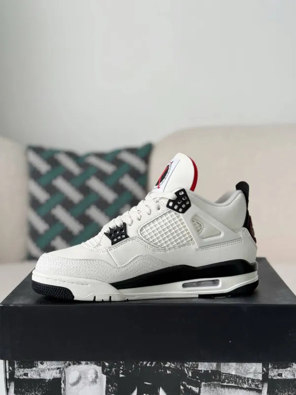 Air Jordan 4 Retro Sneakers – Flight Club Edition in White, Black & Red