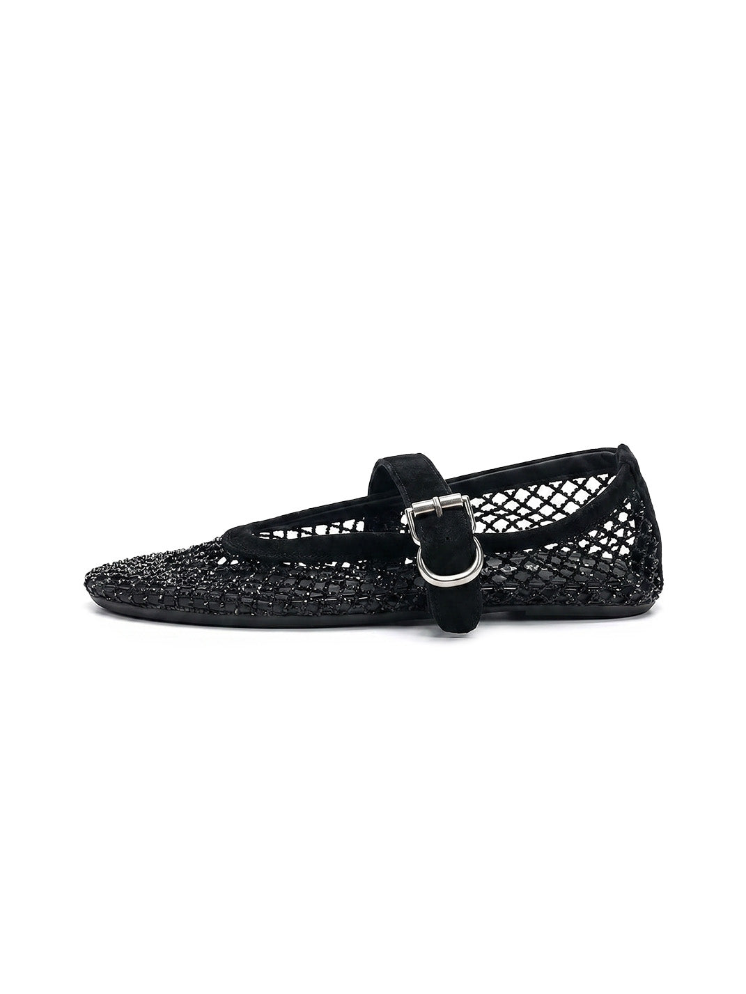 EBLAN Black Woven Mesh Mary Jane Flats - Skipkicks