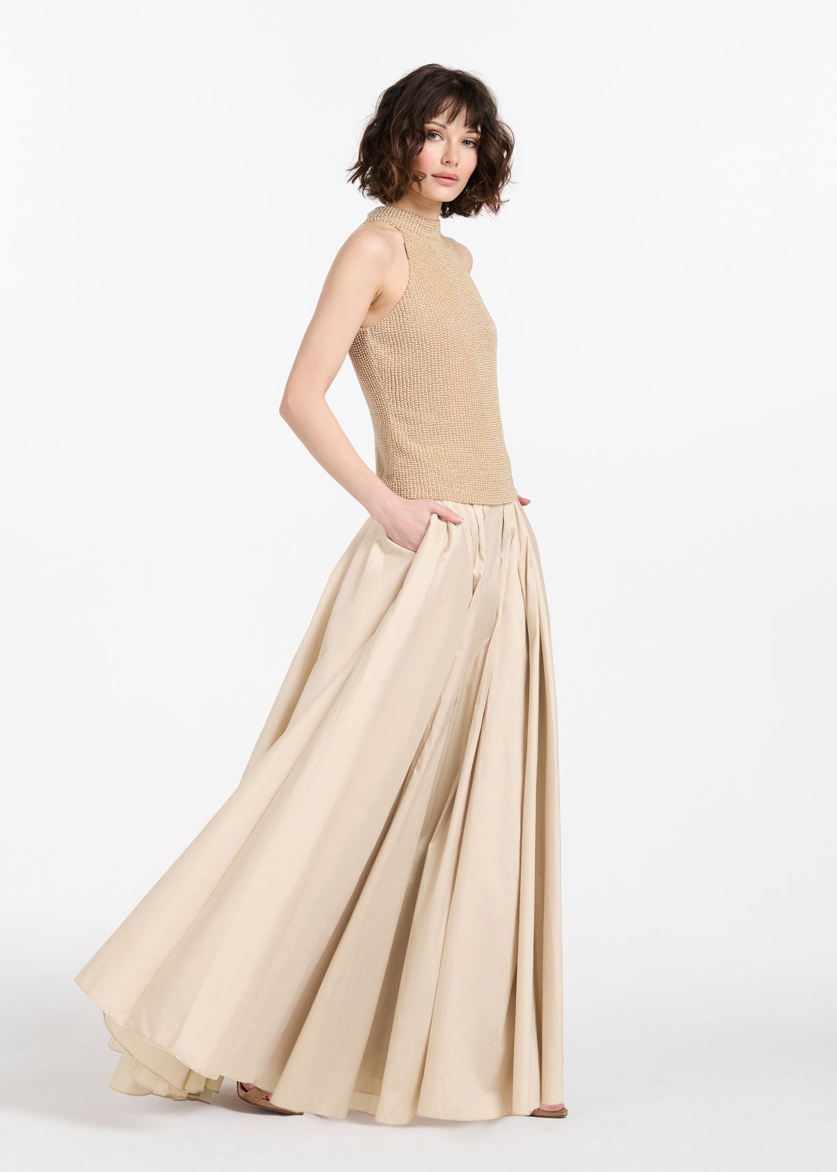 Soft Taffeta Ballgown Skirt In Champagne