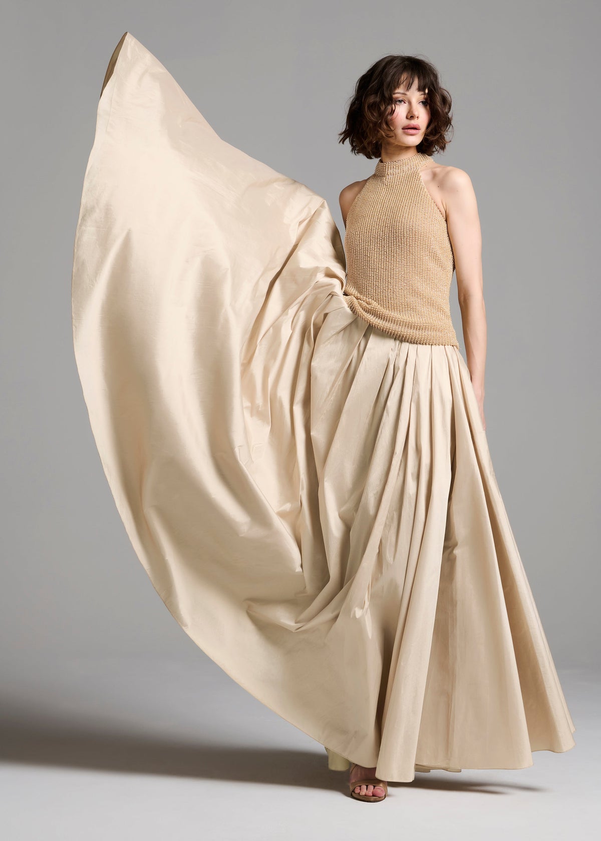 Soft Taffeta Ballgown Skirt In Champagne