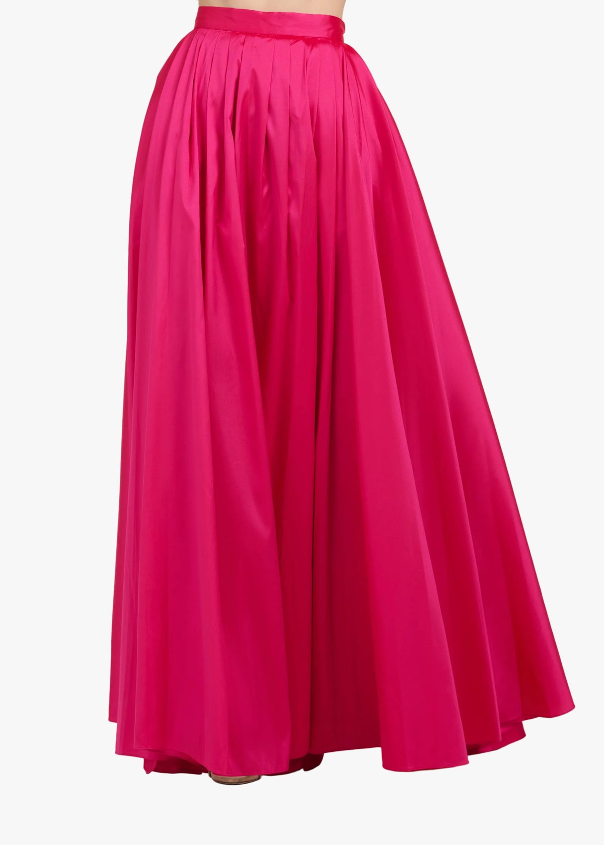 Pleated Soft Taffeta Ballgown Skirt Watermelon