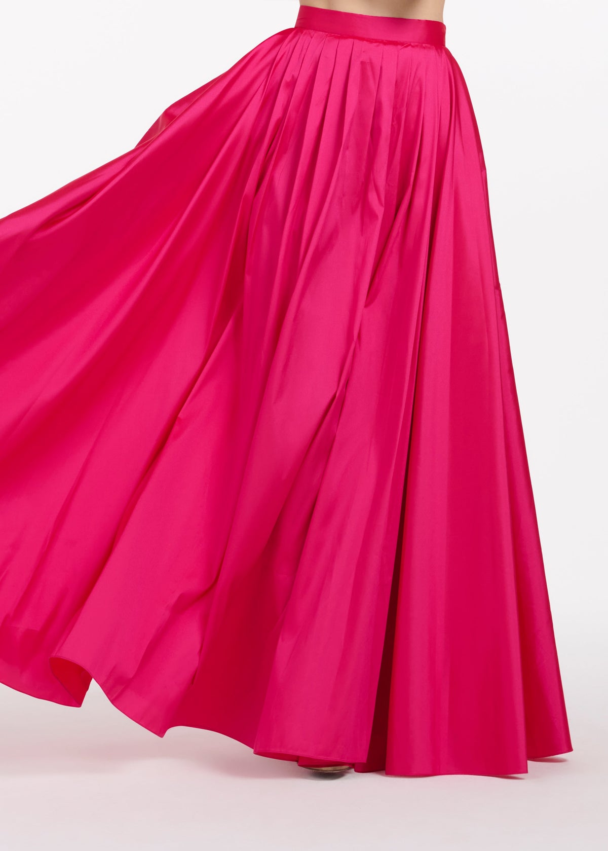 Pleated Soft Taffeta Ballgown Skirt Watermelon