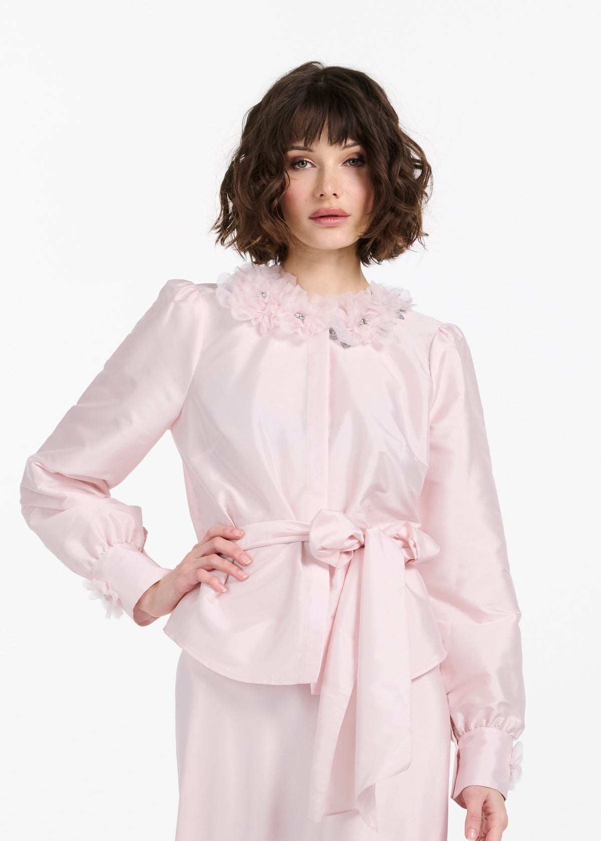 Taffeta Bias Long Skirt Blush