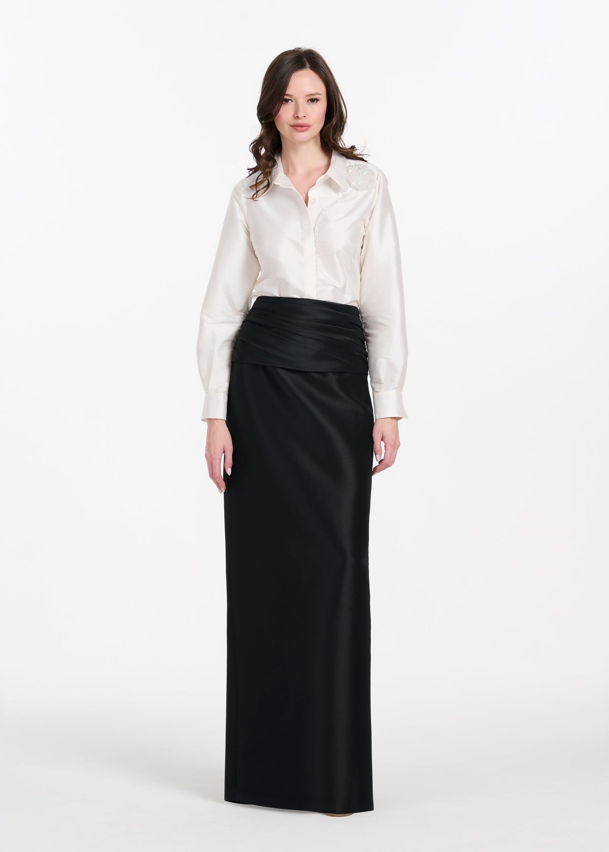 Taffeta Blouse With Crystal Peony Ivory