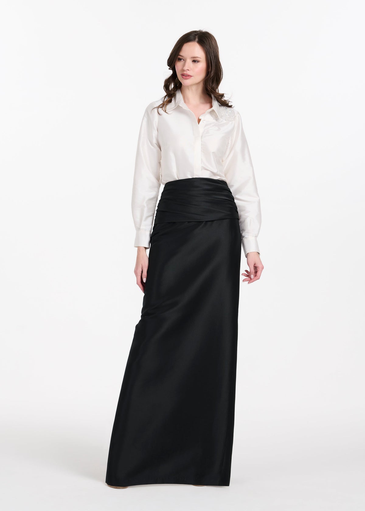 Taffeta Blouse With Crystal Peony Ivory