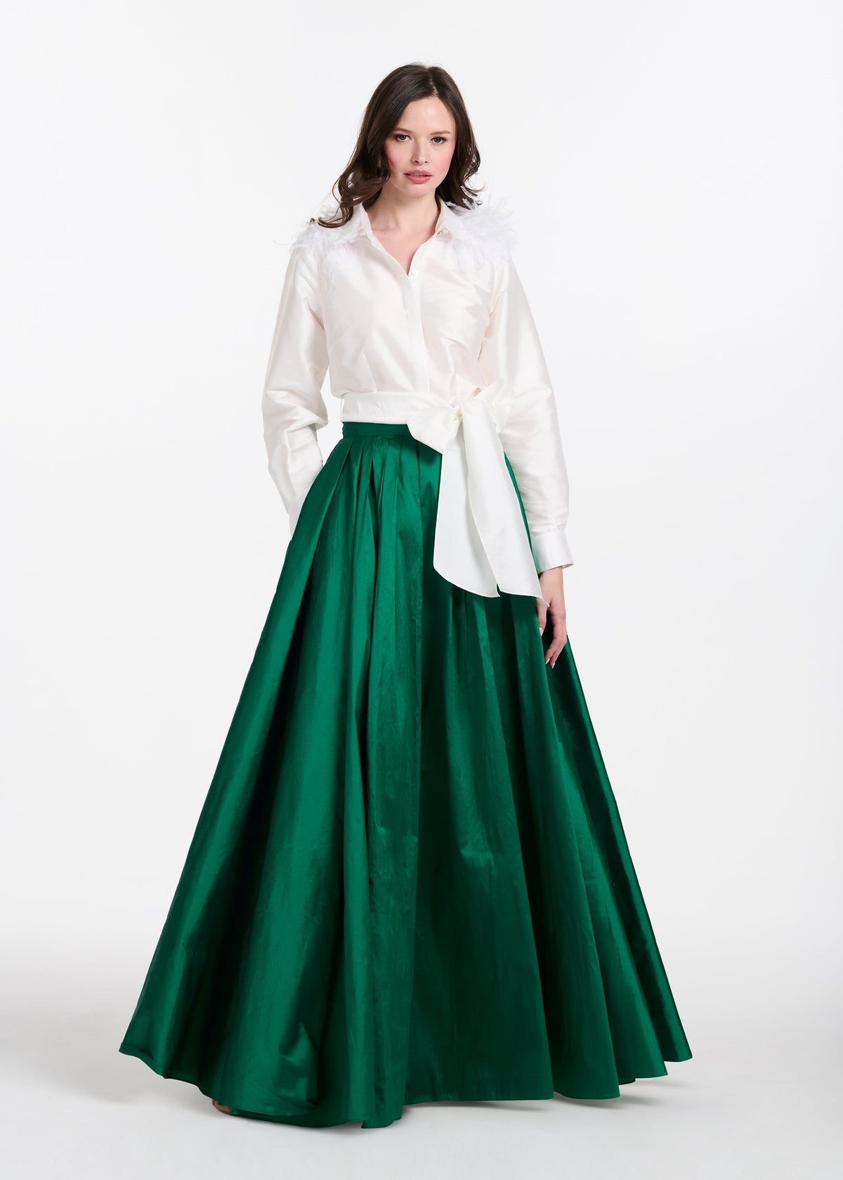 Soft Taffeta Ball Gown Skirt Emerald