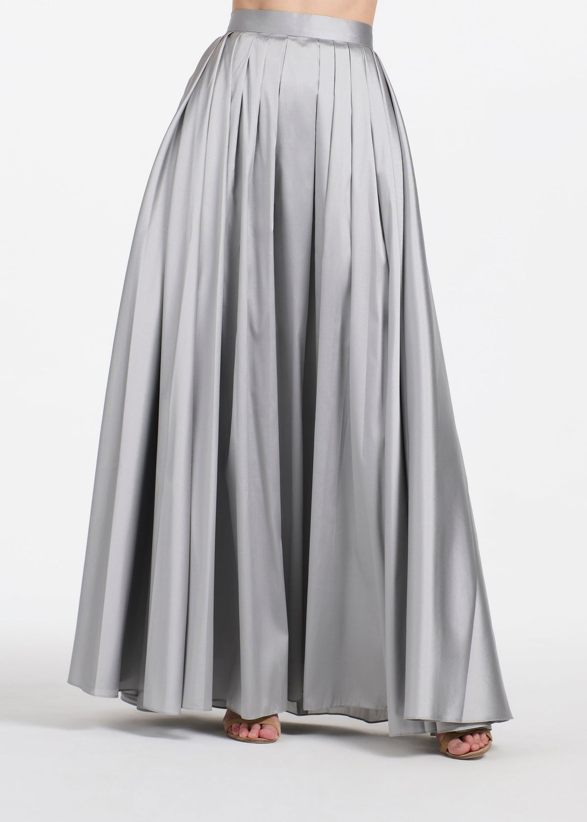 Soft Taffeta Ball Gown Skirt Silver