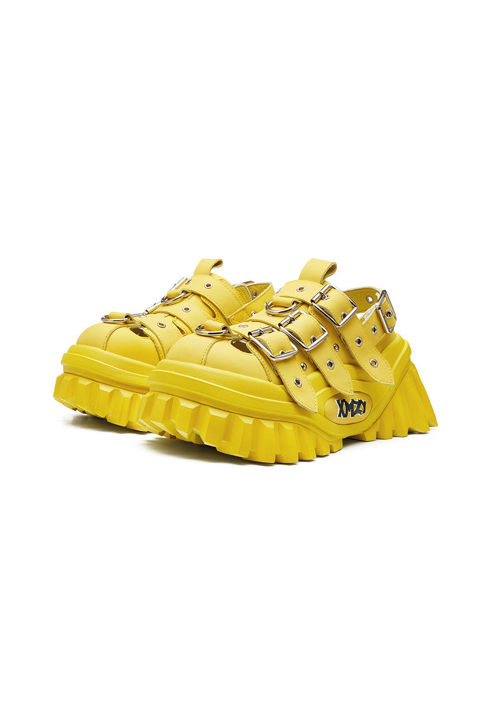 Yellow Metallic Punk Platform Sandals - Skipkicks