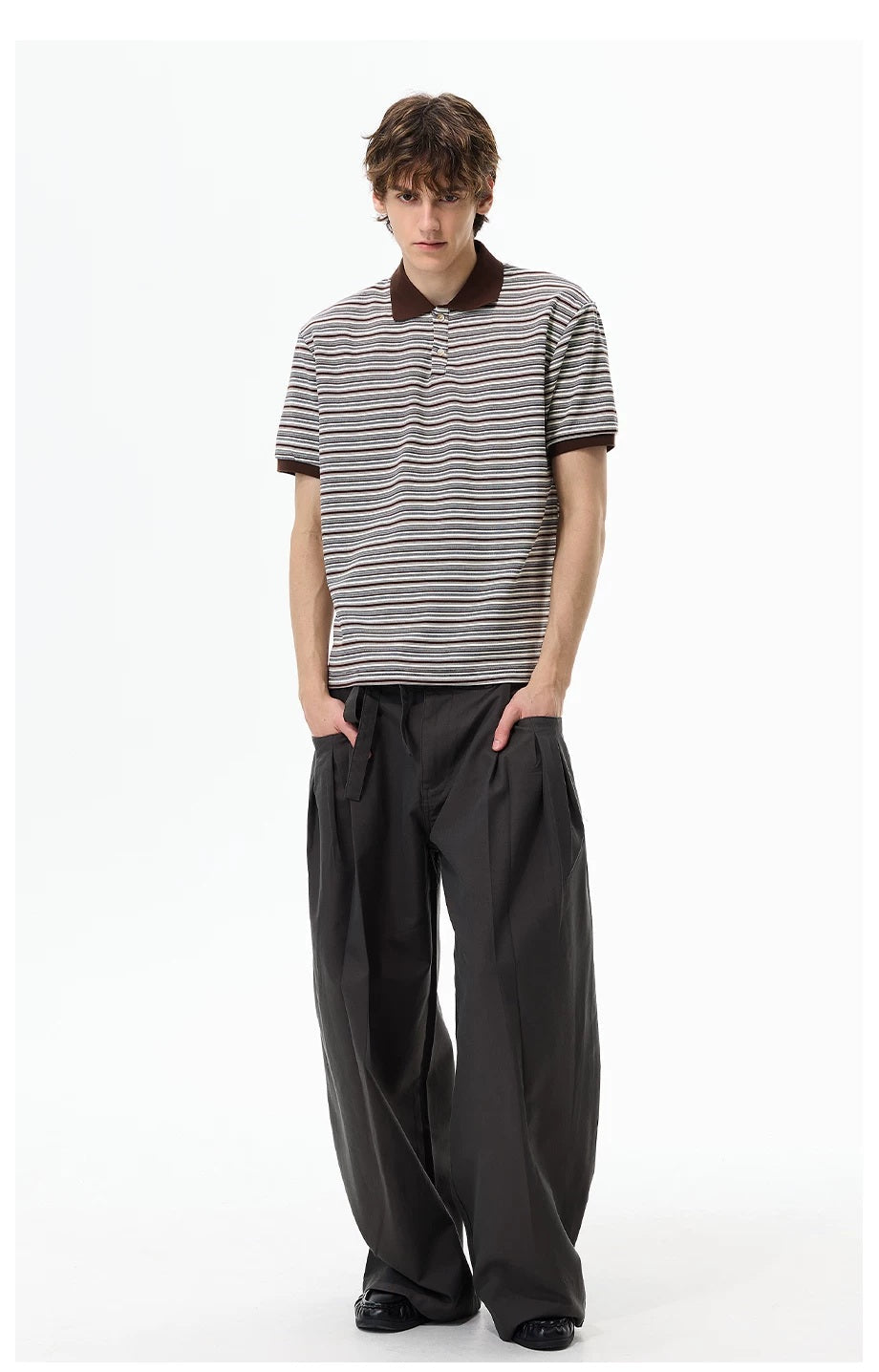 Retro Contrast-Stripe Polo T-Shirt