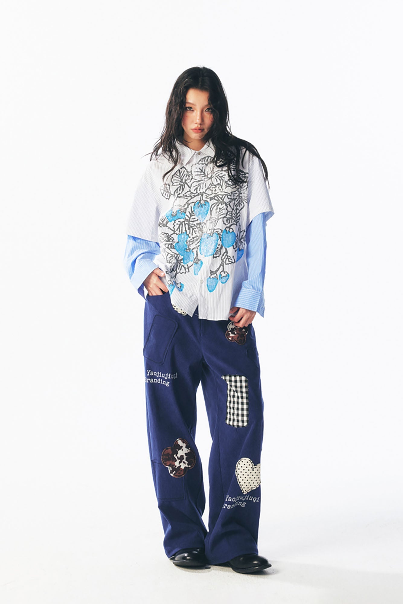 Layered Strawberry Graphic Long-Sleeve T-Shirt