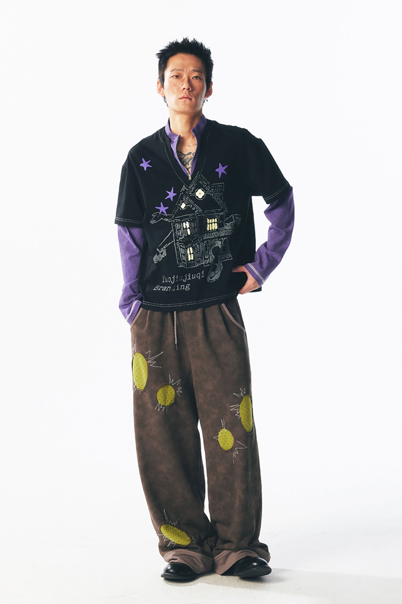 Layered Retro Graphic Long Sleeve Tee