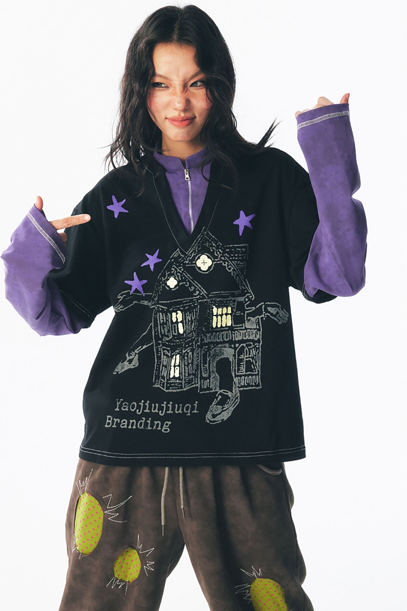 Layered Retro Graphic Long Sleeve Tee