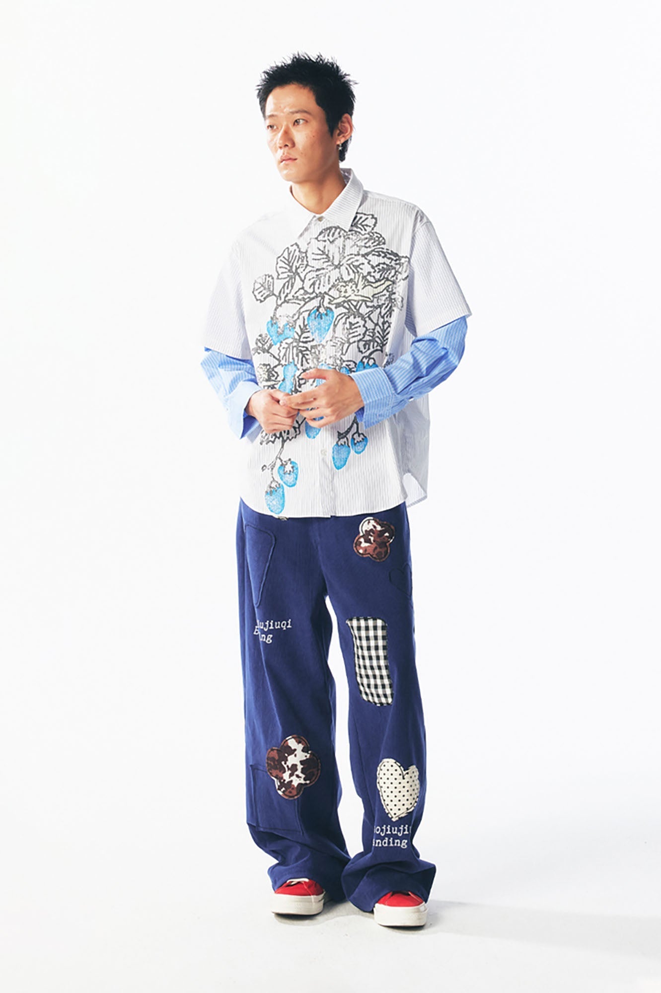 Layered Strawberry Graphic Long-Sleeve T-Shirt