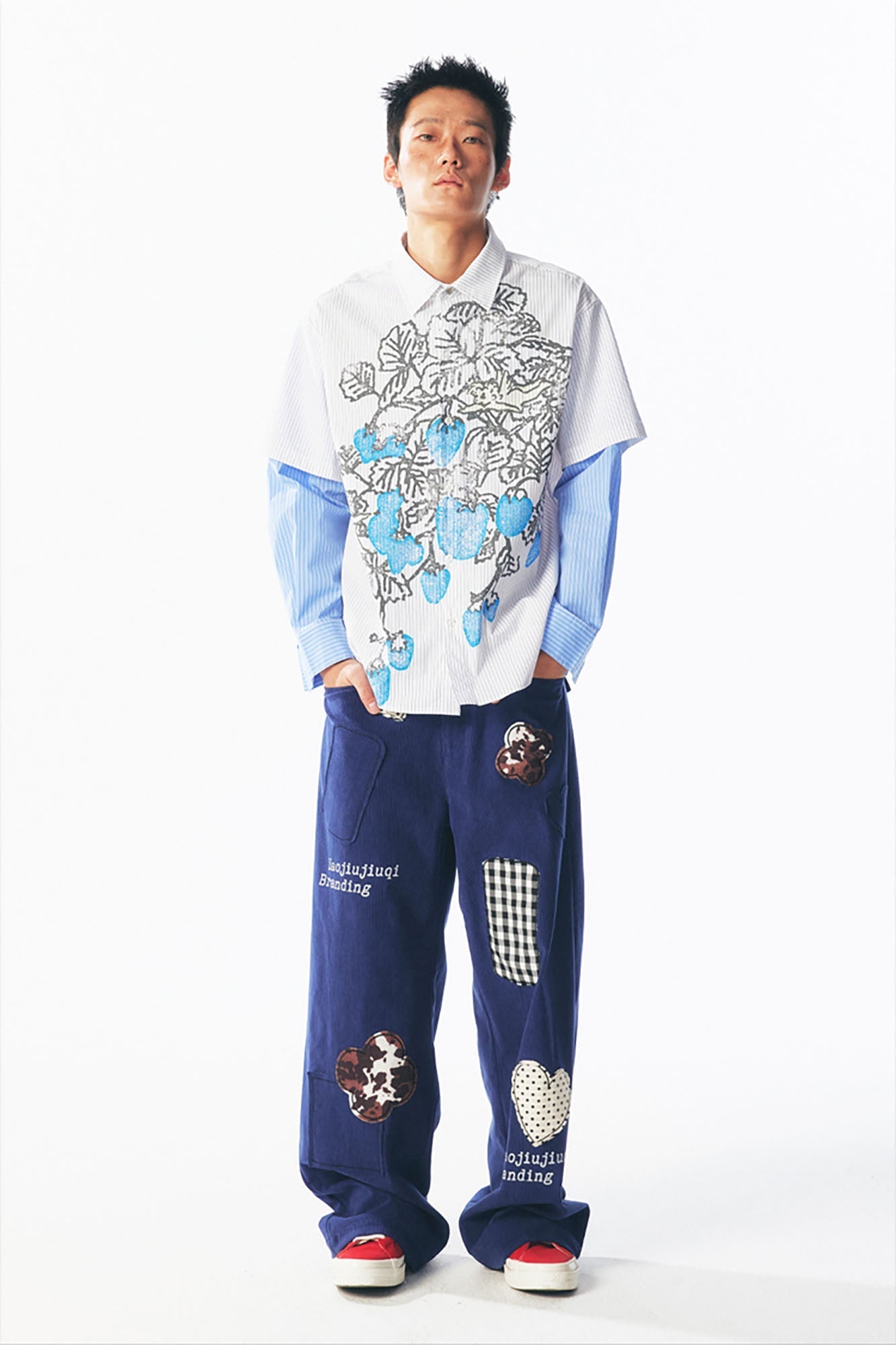 Layered Strawberry Graphic Long-Sleeve T-Shirt