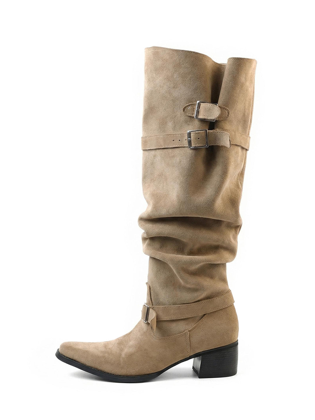 Retro Pleated Slouch Riding Boots