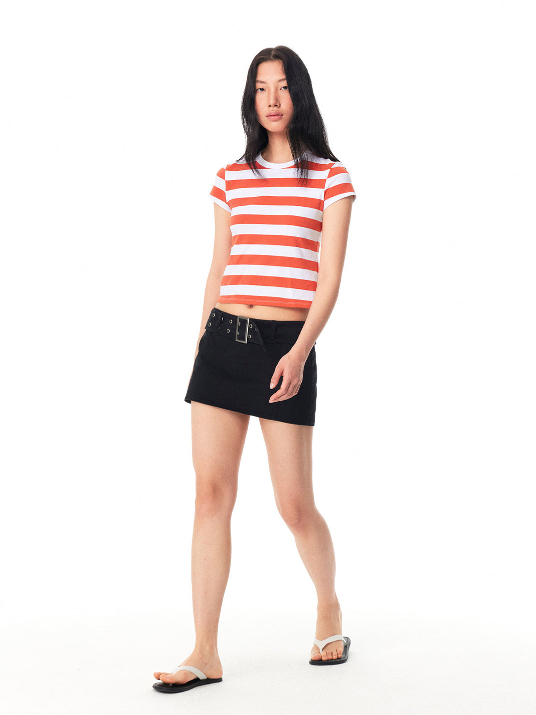 Color-Block Striped Crew-Neck Graphic Tee