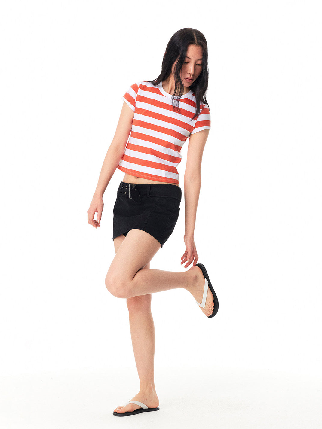 Color-Block Striped Crew-Neck Graphic Tee