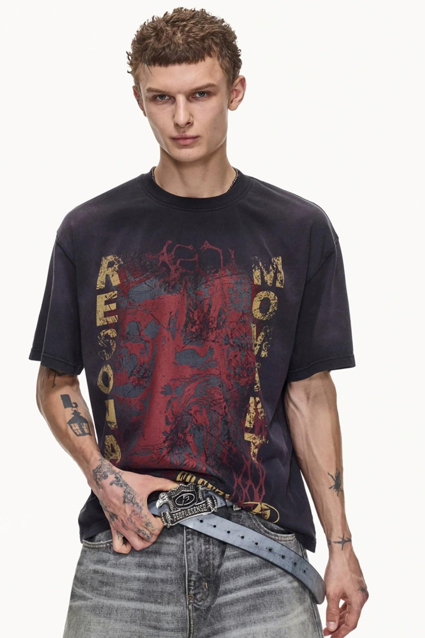 Men's Retro Distressed Cotton T-Shirt