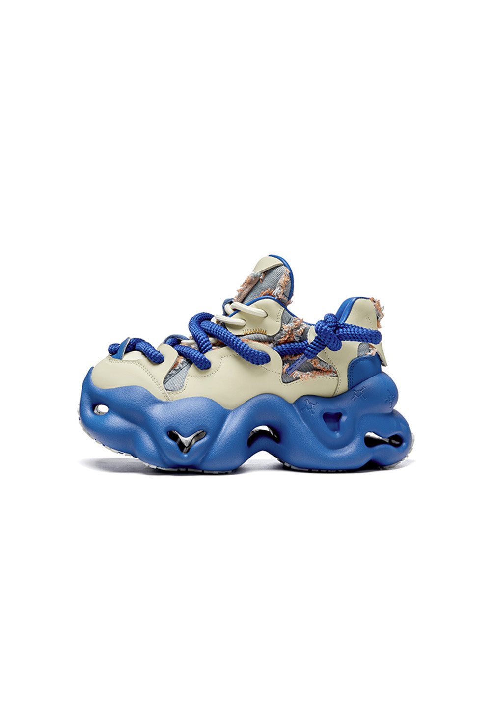 Blue Street-Style Leather Dad Sneakers - Skipkicks