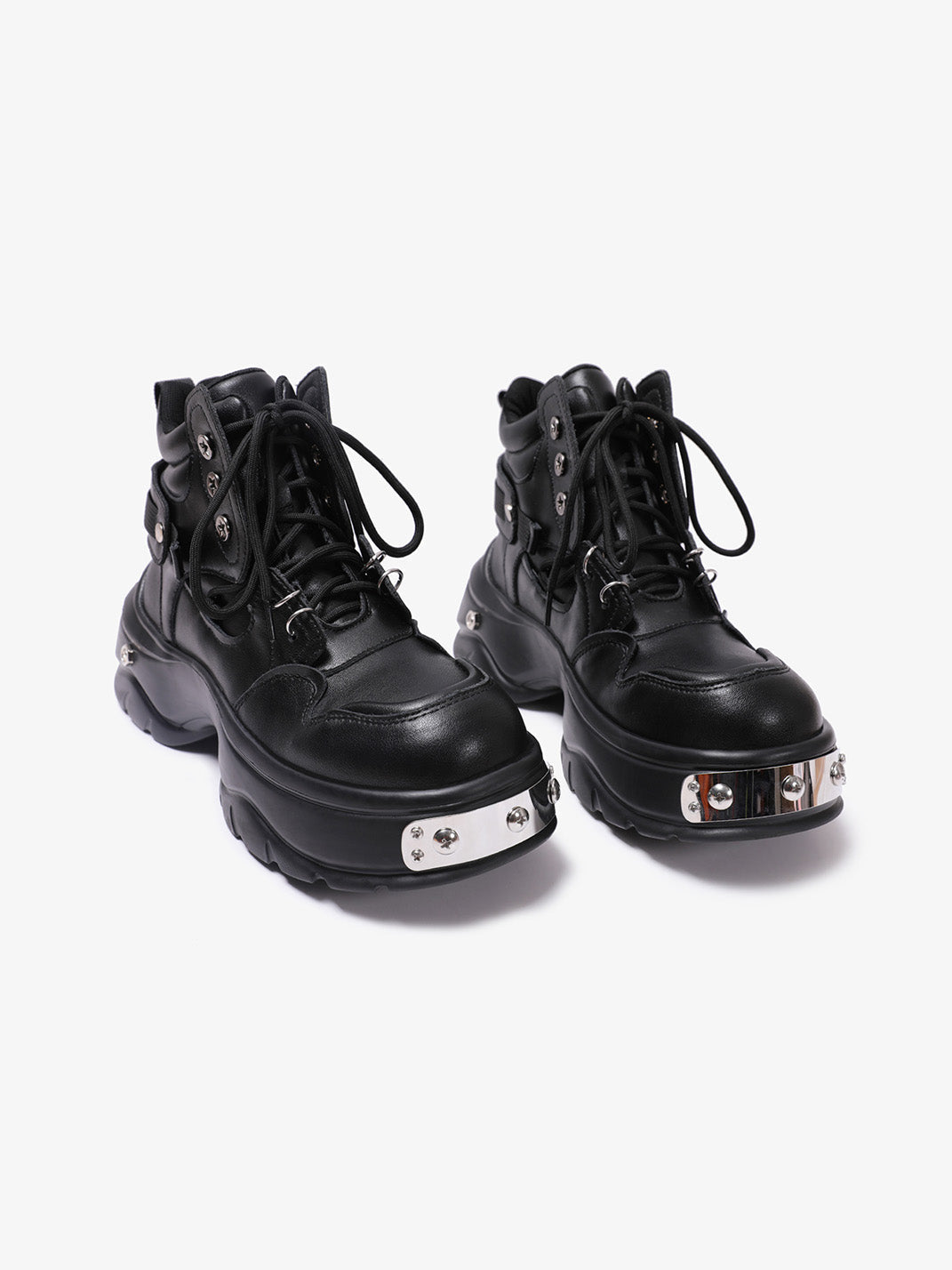 Black Metal Detail Platform Boots