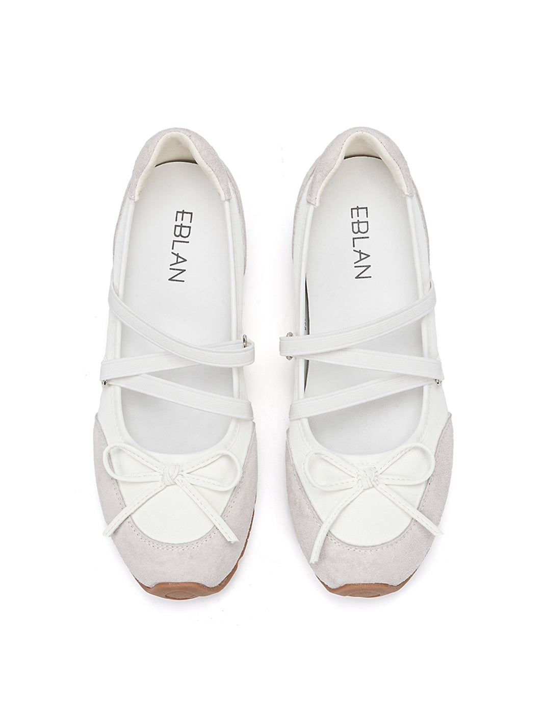 Mary Jane Ballet Sneakers With Bow Lace-Up Detail-White