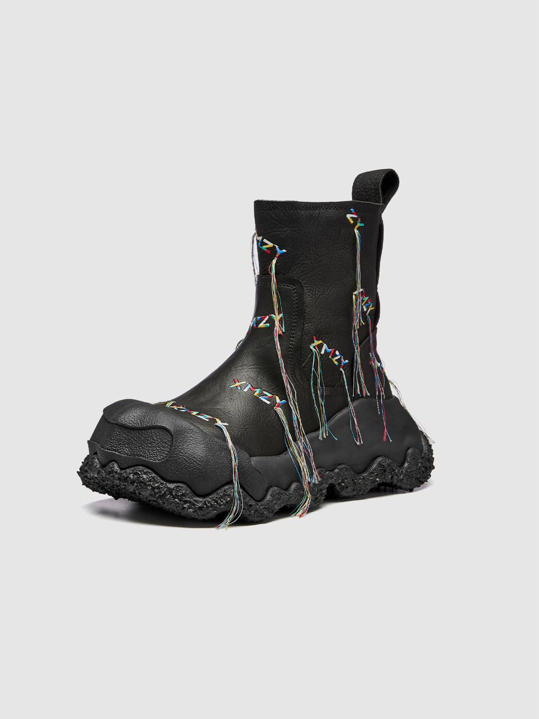 Black Geometric Planet Fringe Western Ankle Boots - Skipkicks