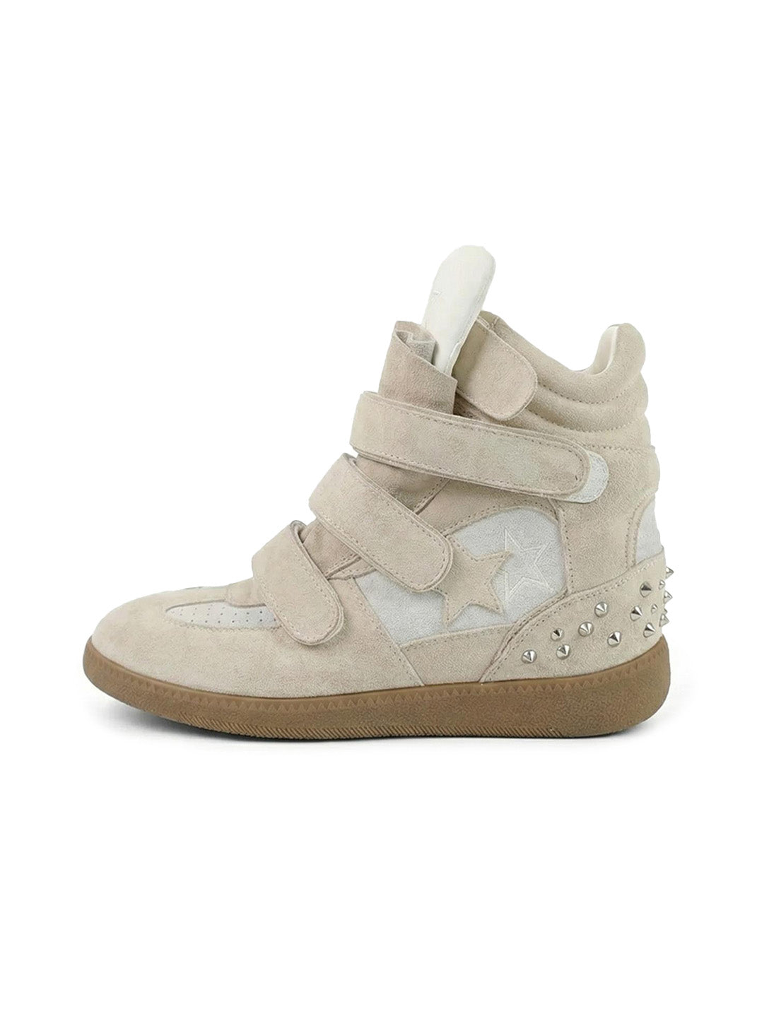 Velcro Leather Hidden-Wedge Sneakers - Skipkicks
