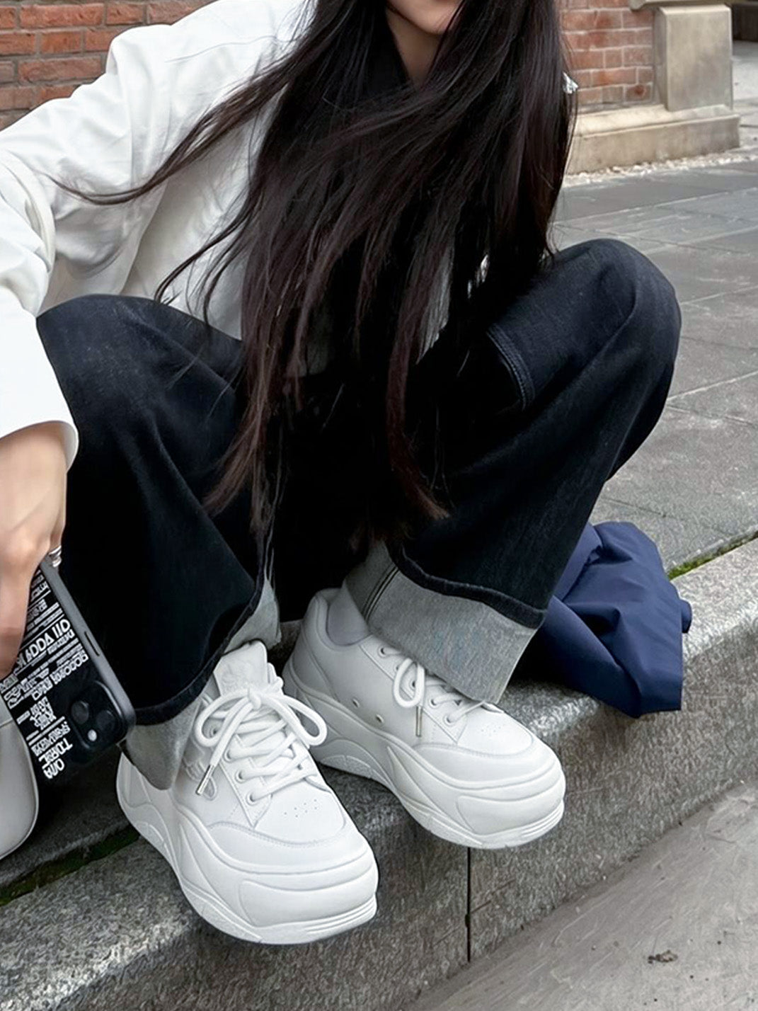 White WiFi 2.0 Wave Leather Platform Sneakers - Skipkicks