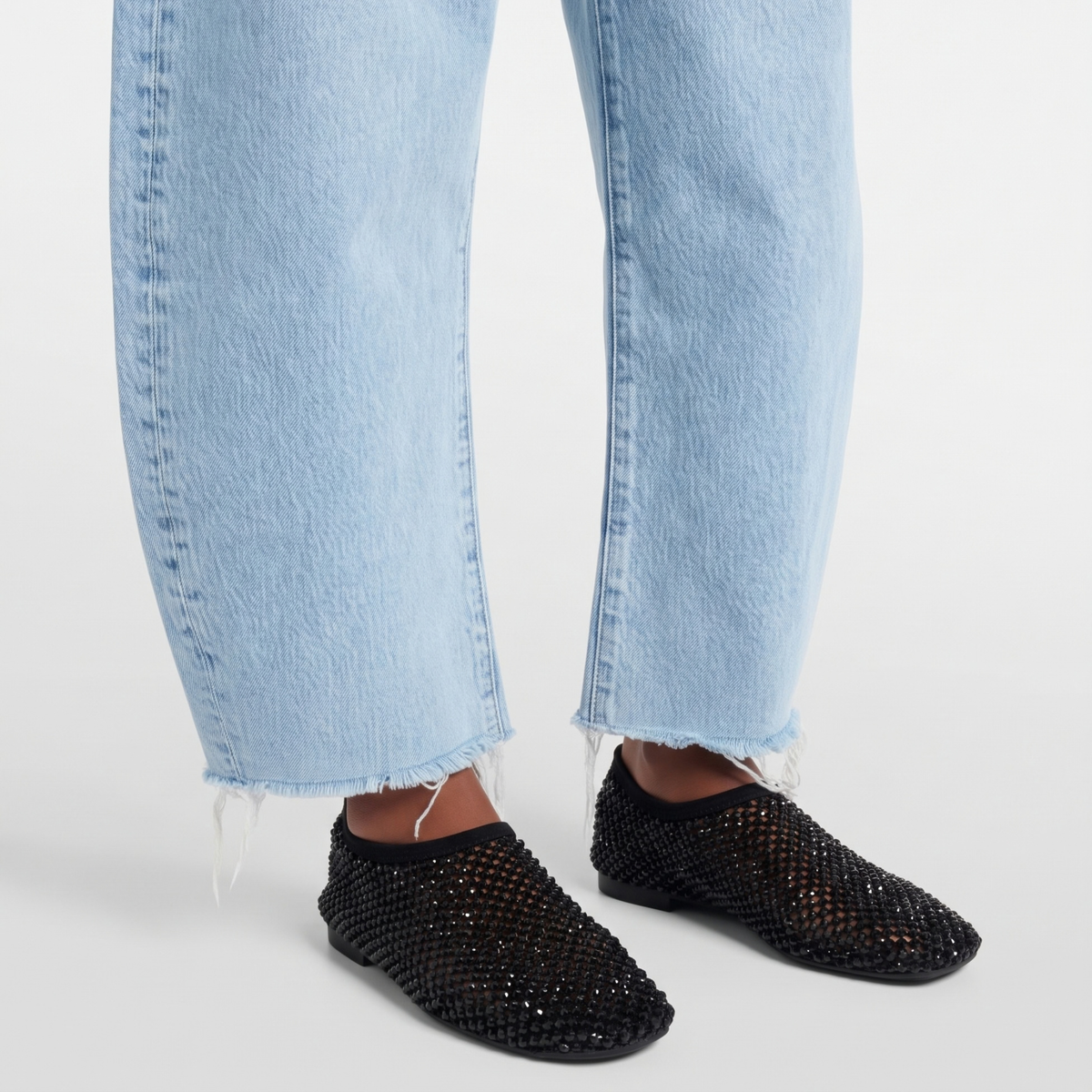 Delilah Rhinestone Mesh Flats
