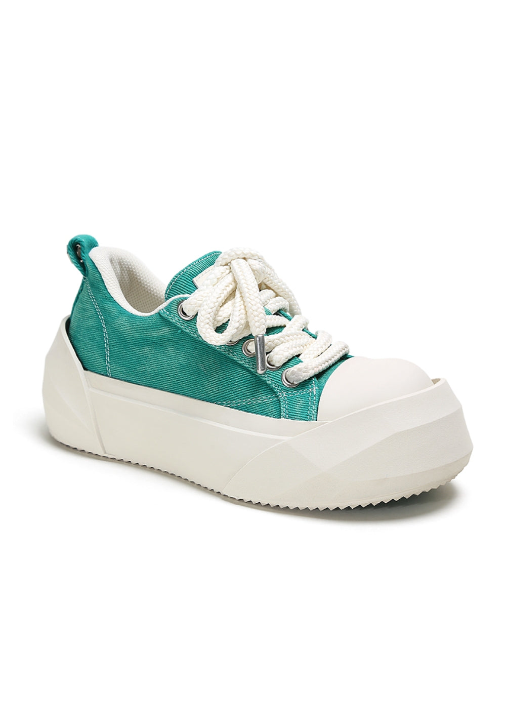 Denim Bare Look Washed Platform Sneakers - Skipkicks