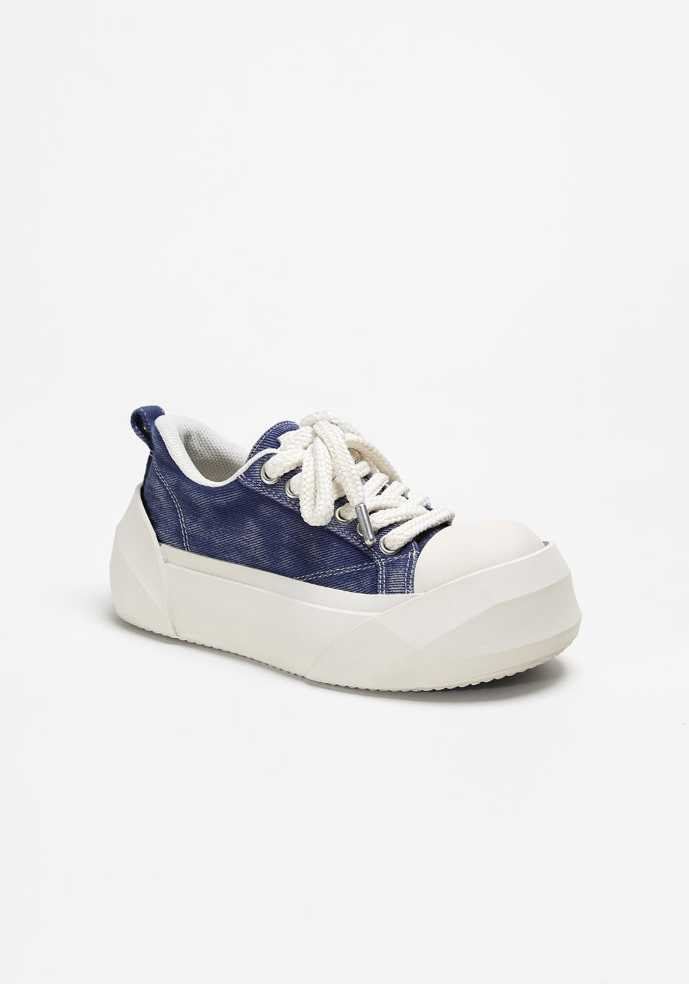 Denim Bare Look Washed Platform Sneakers - Skipkicks