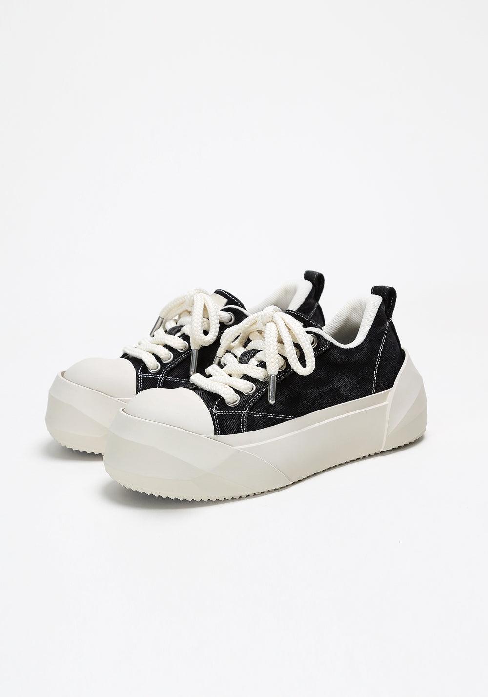 Denim Bare Look Washed Platform Sneakers - Skipkicks