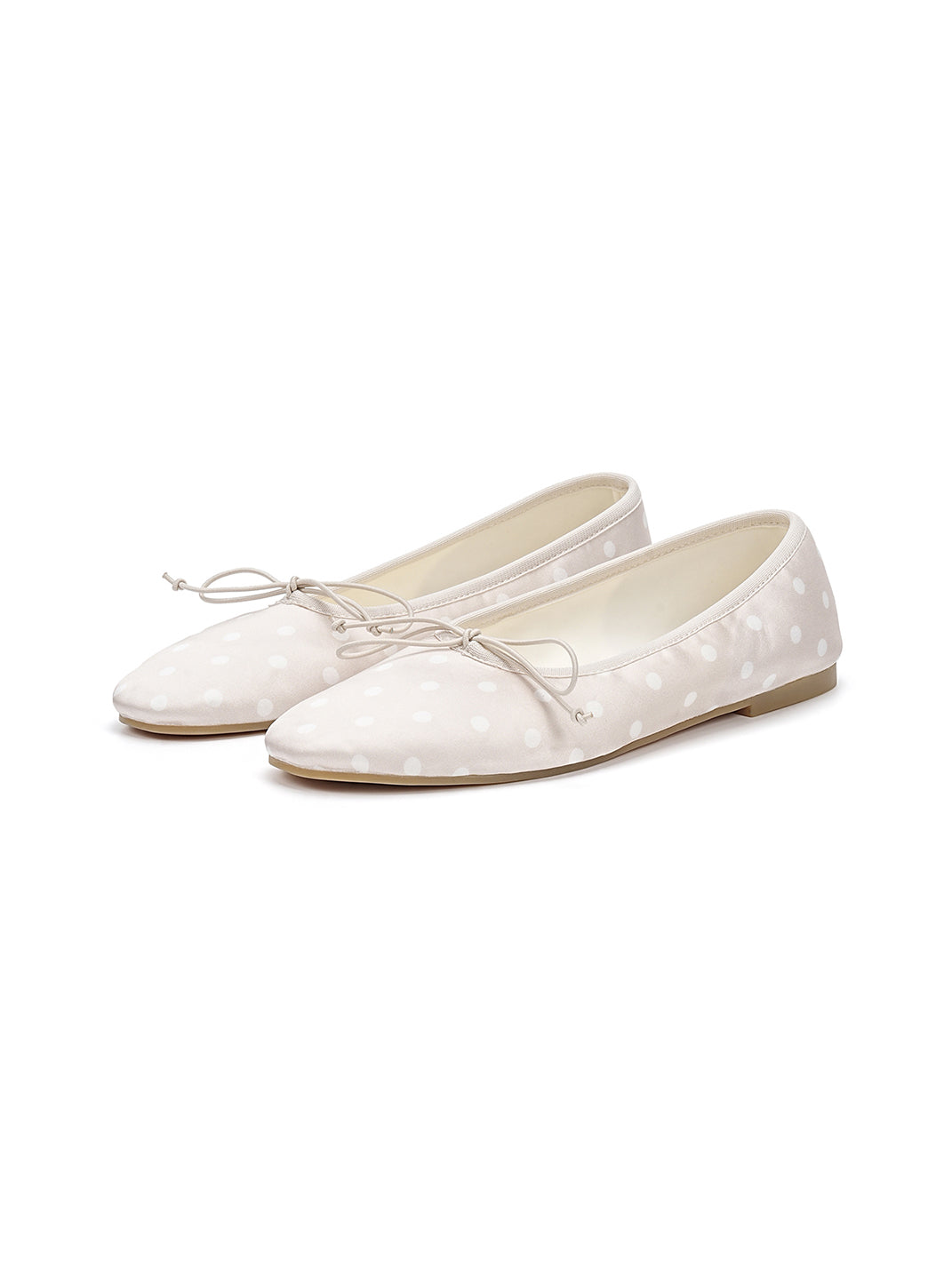 Polka Dot Bow Ballet Flats-White