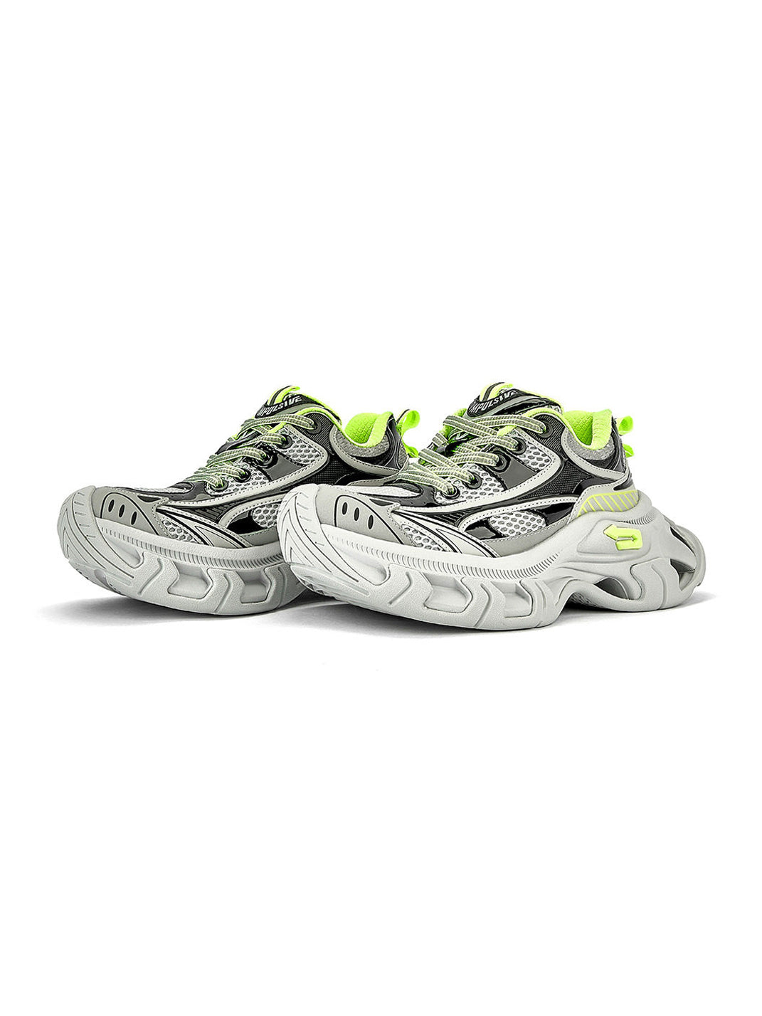 Gray-Teal Papillon Platform Sneakers