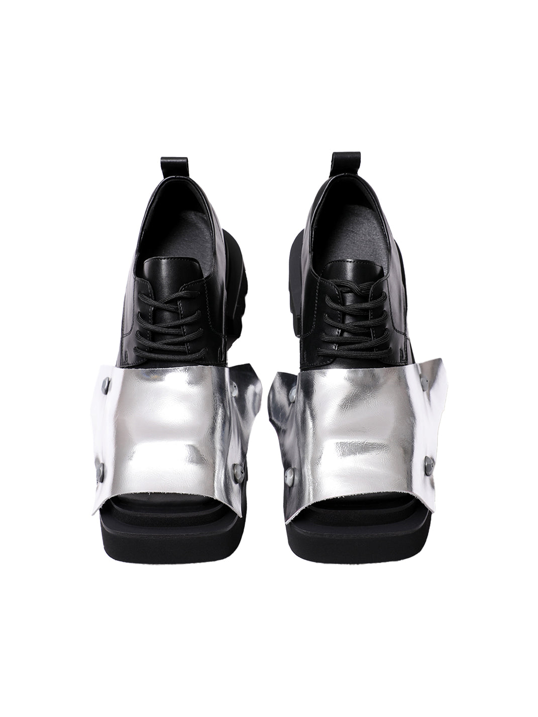 Silver Square-Toe Platform Derby Shoes - Skipkicks