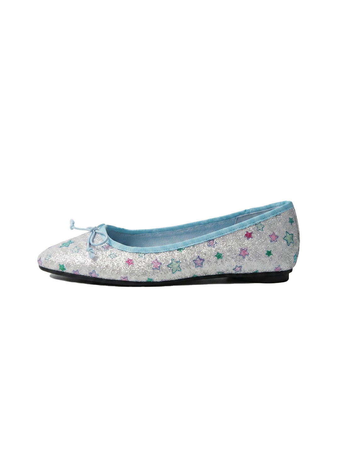 Blue Glitter Star Print Bow Ballet Flats - Skipkicks