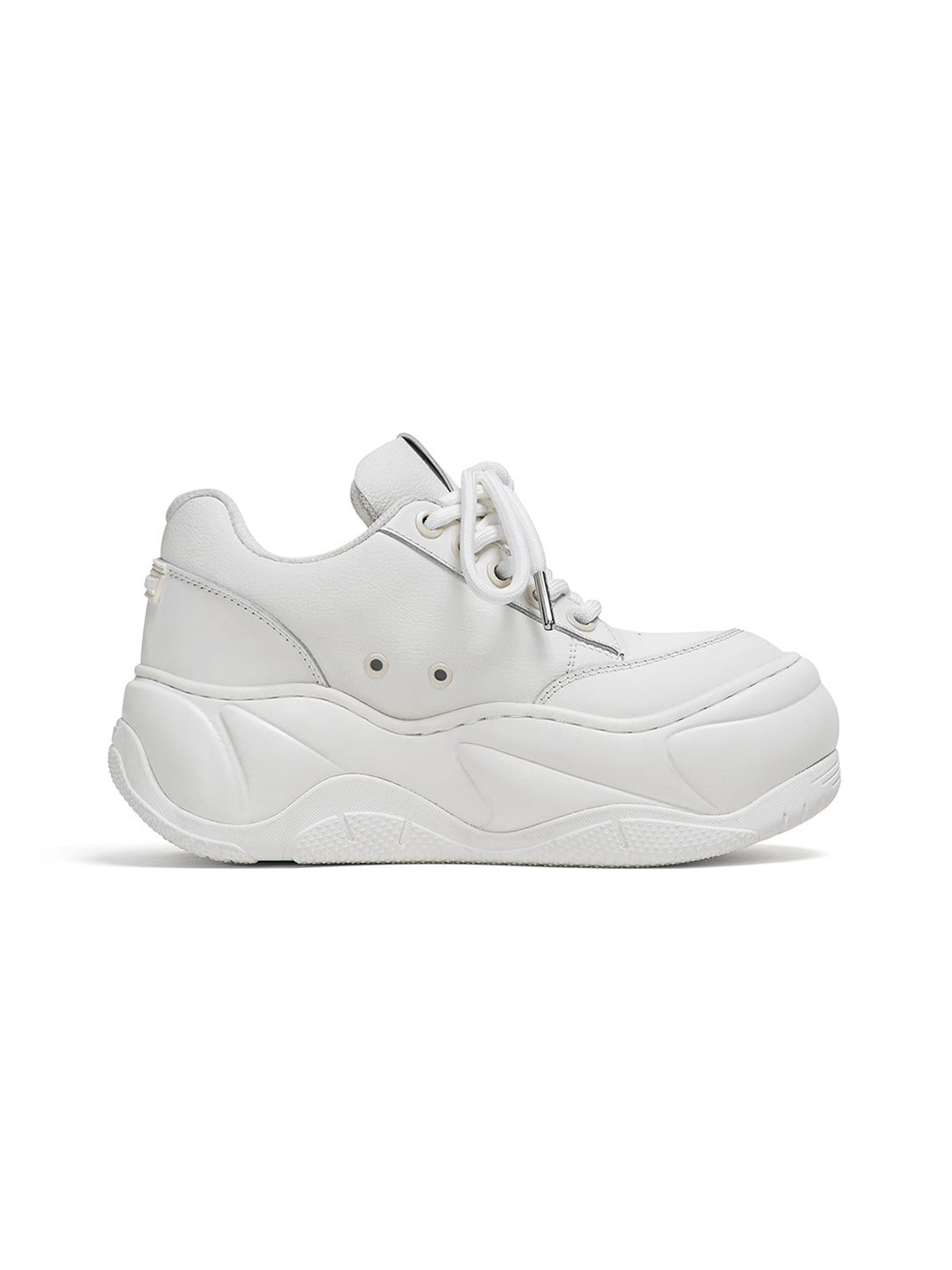 White WiFi 2.0 Wave Leather Platform Sneakers - Skipkicks