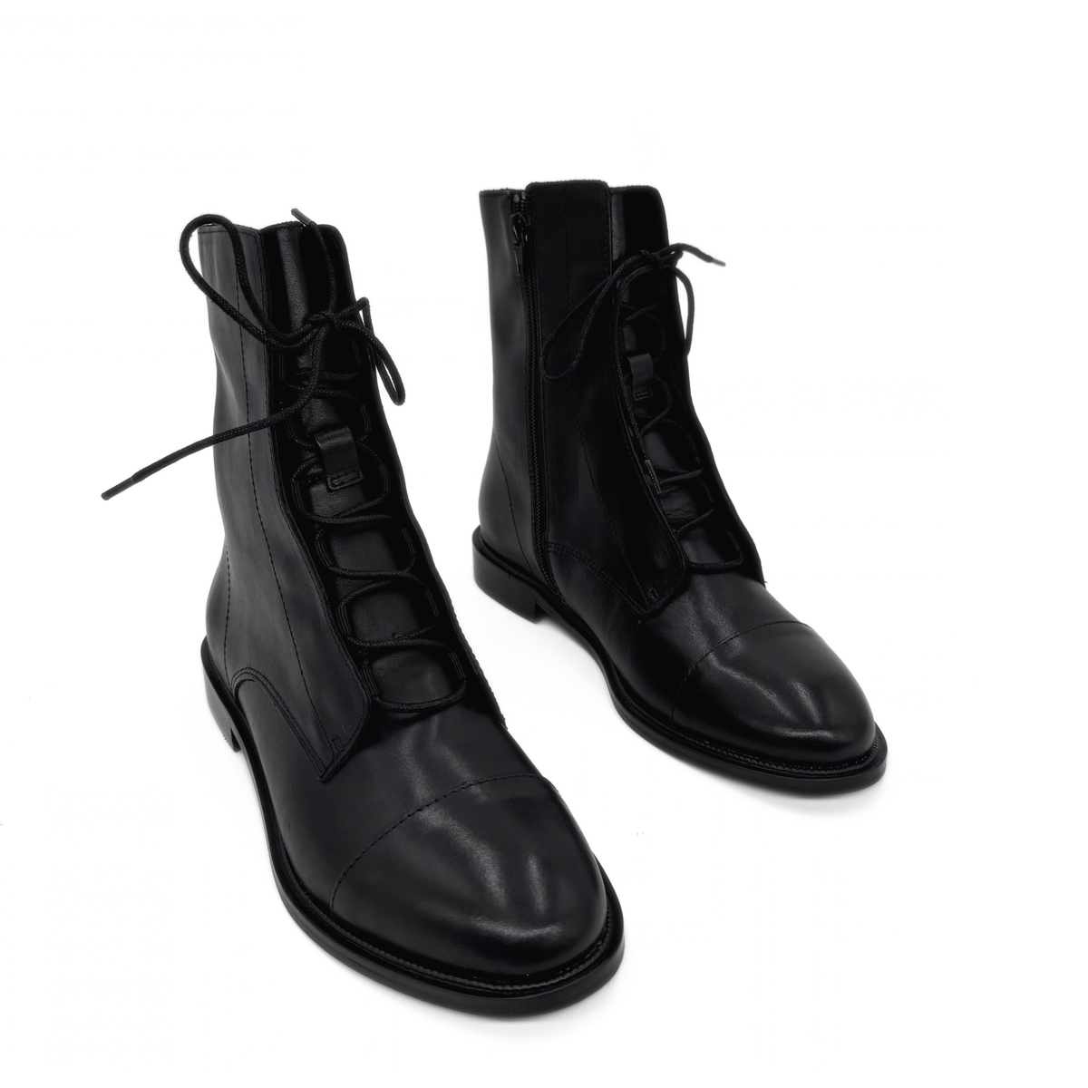 Claude Lace-Up Leather Ankle Boots
